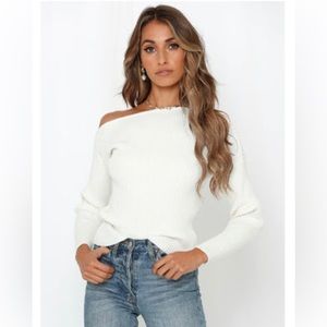 Ivory Off One Shoulder Sweater